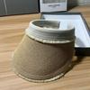 Rough Edge Empty Top Hat Straw Hat Women's Summer Big Brim Sunshade Sunscreen Headband Hat UV Protection Seaside Vacation