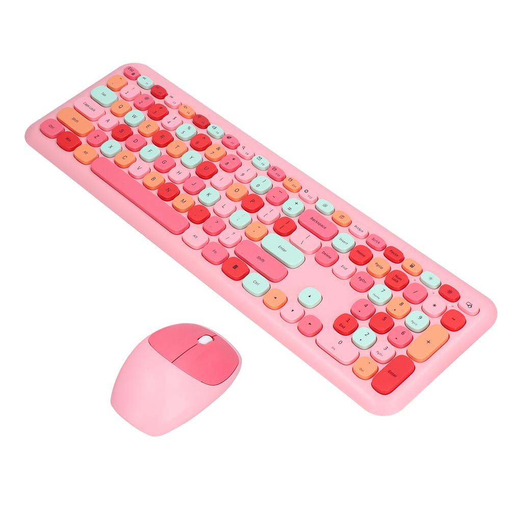 Keyboard Mouse Combo 2.4G Retro Multi Color Cover Wireless Keyboard and Mouse Set