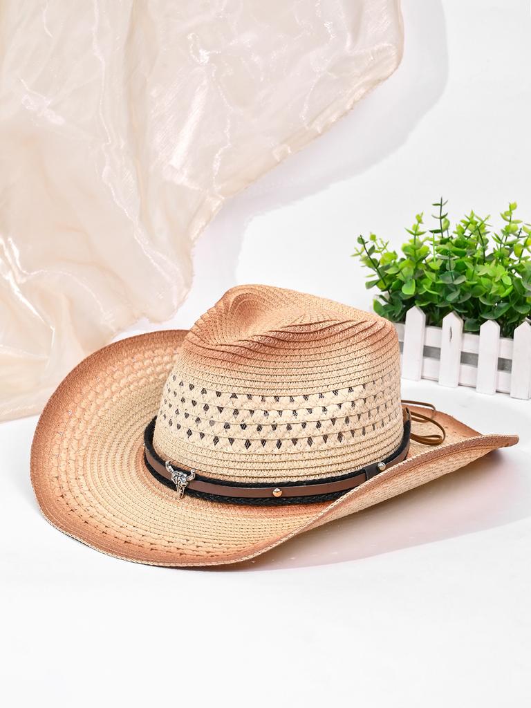 New Western Cowboy Straw Hat Retro Straw Hat Fashion Jazz Hat Top Hat