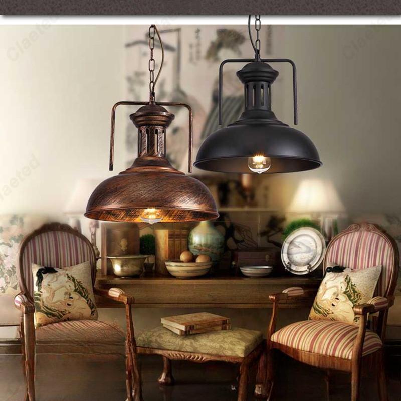 Creative Retro Simple LED American Wrought Iron Pot Chandelier Hotel Bar Restaurant Coffee Shop Decorative Lighting.