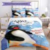 3pcs Pingu1 Design Cover Set - HD Printed Bedding with 1 Cover and 2 Pillowcases - Perfect for Home and Dorm Decor