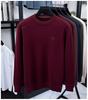 Men's 2025 Pullover Hoodie: Thickened Velvet, Solid Color, Round Neck Knitwear for Middle-Aged and Elderly Men