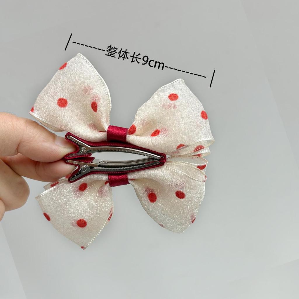 Summer Polka Dot Bow Hair Clip Set for Baby Girls