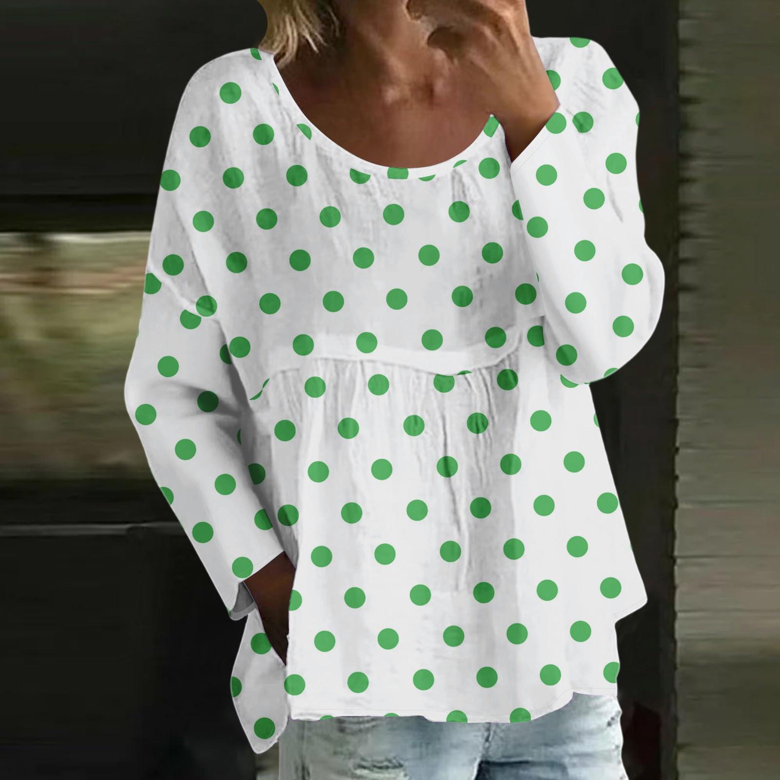 

Women s Casual Fashion Loose Round Neck Floral Print Long Sleeve Top XXL зелений