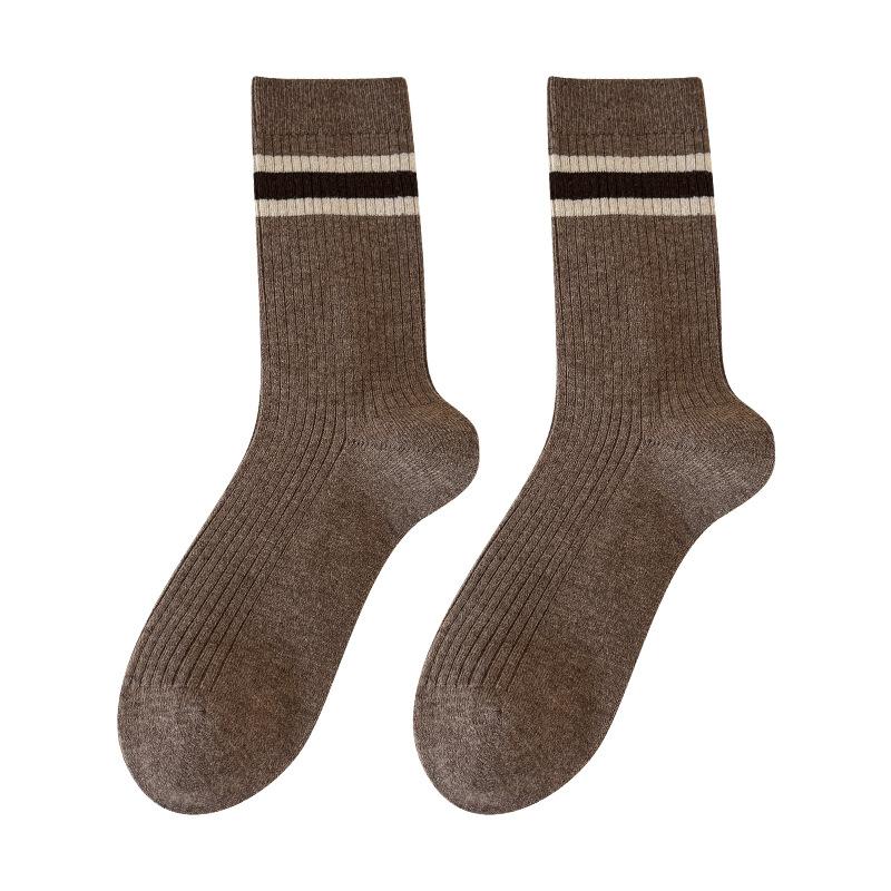 Women's Autumn and Winter Striped Color Contrast High Tube Pile Socks