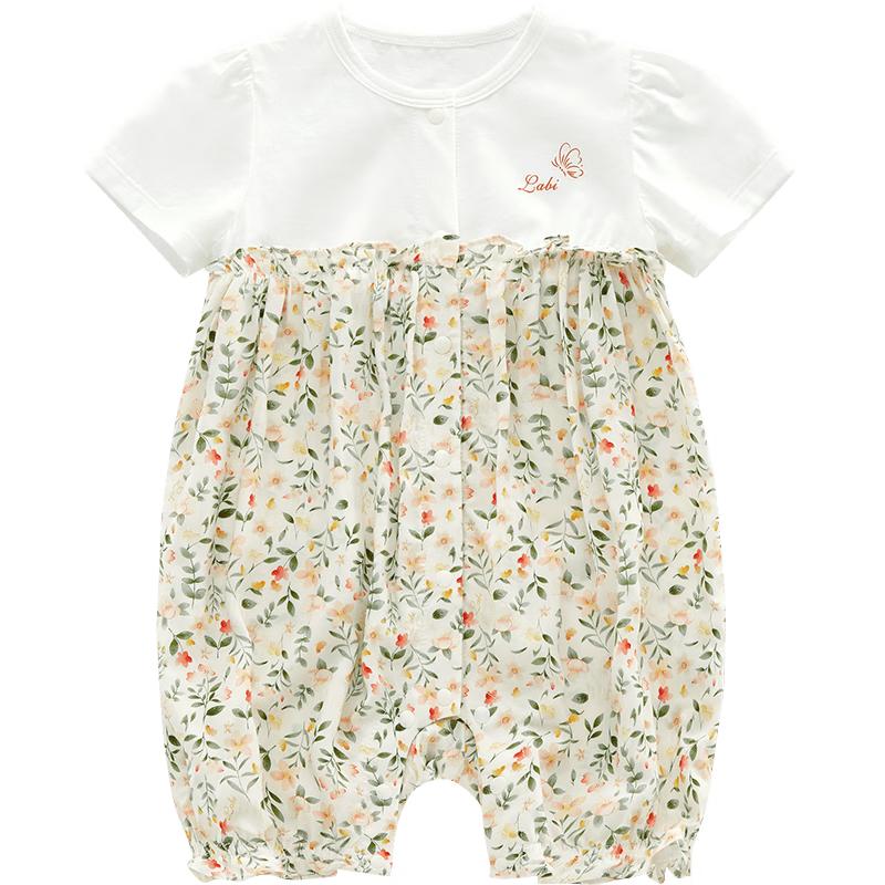 Rabbi Baby Short Sleeve Pastoral Lace Romper 80