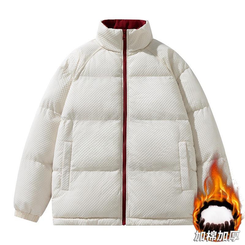 

Winter Warm Thickened Bread Clothes Couple Young Handsome Cotton-padded Clothes Cotton Clothes Solid Color Stand-up Collar Versatile Jacket Tide S бежевый