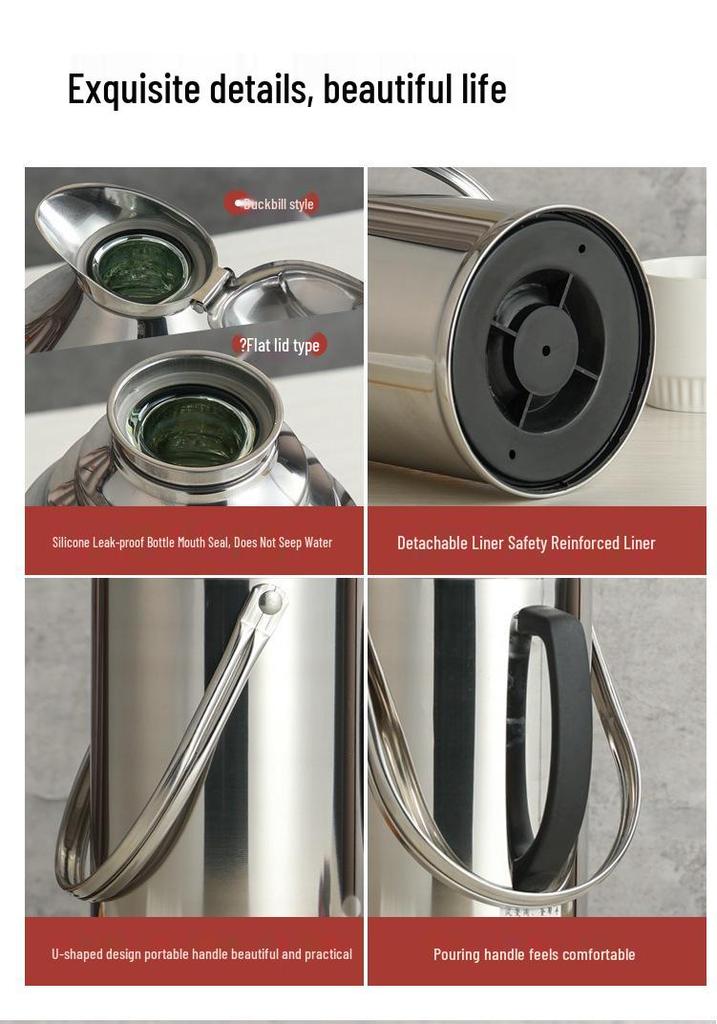 Large Capacity Stainless Steel Teapot Kettle Thermos for Dormitory Use