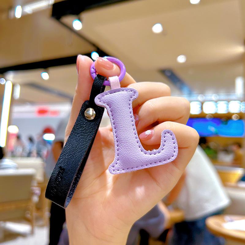Customizable Leather Letter Keychain Pendant for Girls and Couples