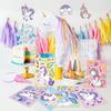6/12Sheets Cartoon Rainbow Unicorn DIY Make A Face Stickers Puzzle Toys for Kids Birthday Baby Shower Party Favors Pinata Filler
