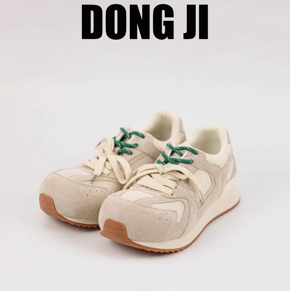 

2025 Spring Women s Genuine Leather Mesh Sport Shoes, Mid-Heel, Thick Sole, Lace-Up Forrest Gump Sneakers. 37 жёлтый