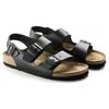 Birkenstock Milano Leather Soft Comfortable Thick Sole Buckle Beach Sandals Men sandals Black 0034191