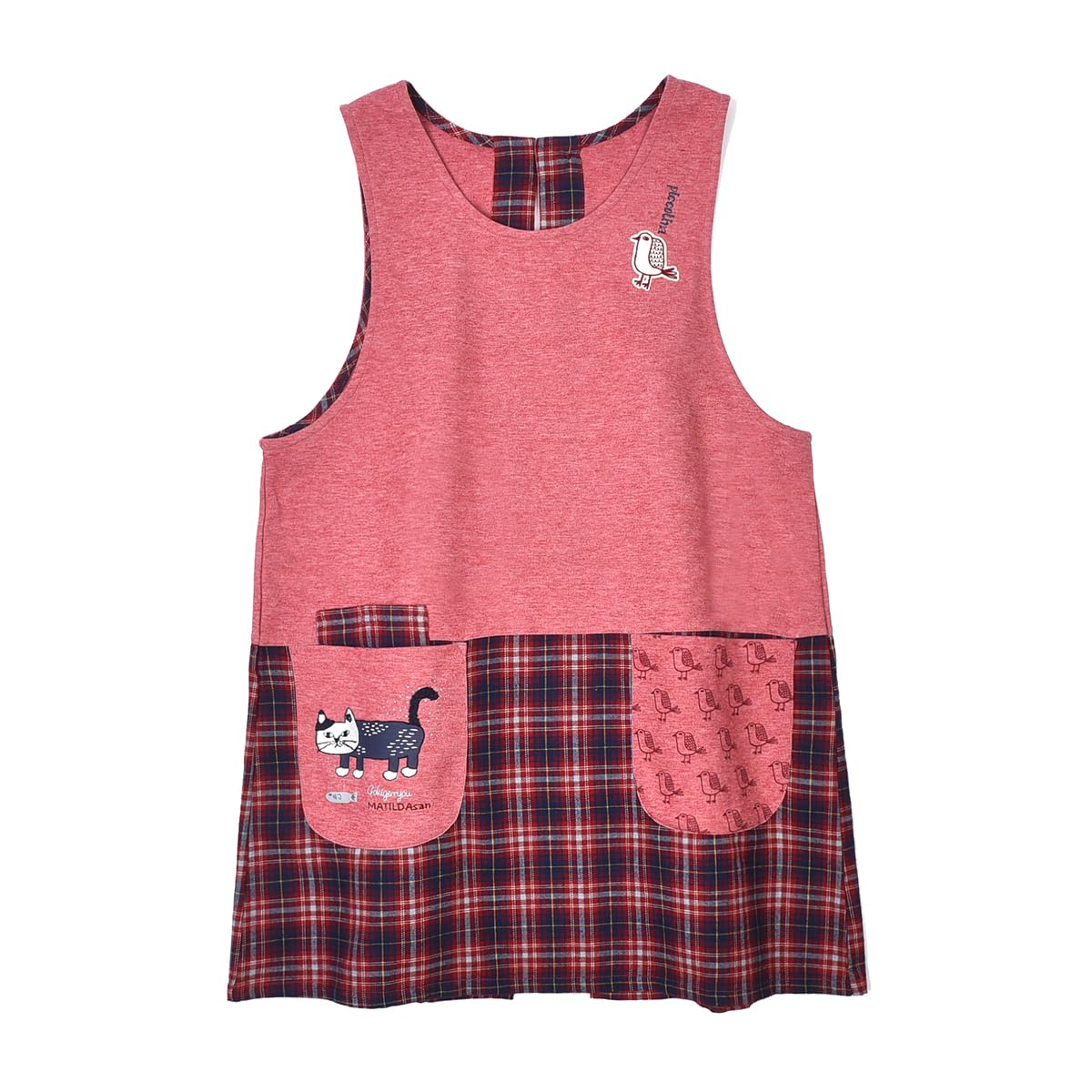 

Kusuguru Japan Apron Punch Knit Matilda Button Ribbon Open Apron 236618 Pink M~L розовый