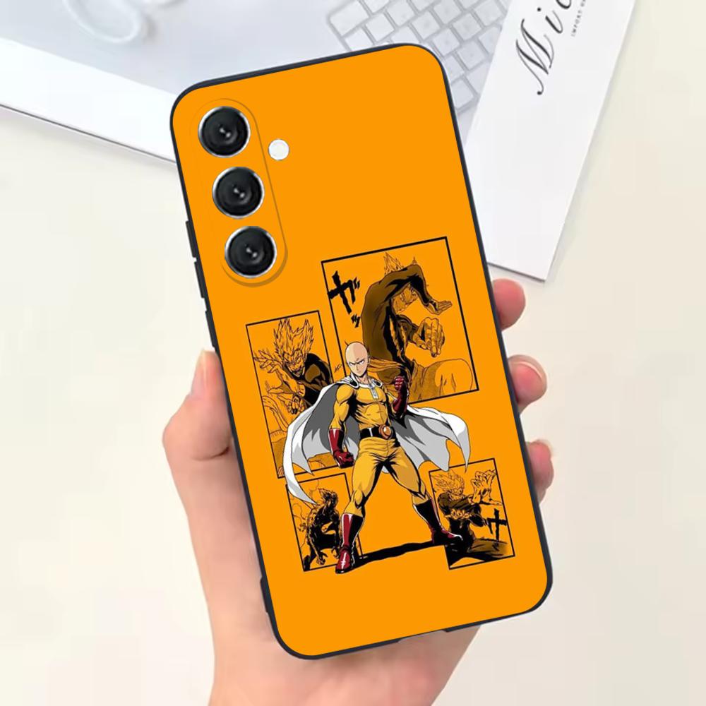 One P-Punch Man Saitama Phone Case For Samsung Galaxy A13,A21s,A22,A31,A32,A52,A53,A71,A80,Soft Black Shell