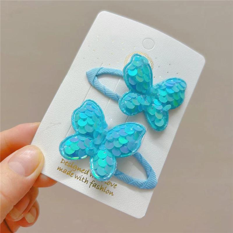 2PCS Cute Princess Sequin Fish Scale Butterfly Girls Hairpins Children Headwear Hairgrip Hair Clips Barrettes Hair Accessories
