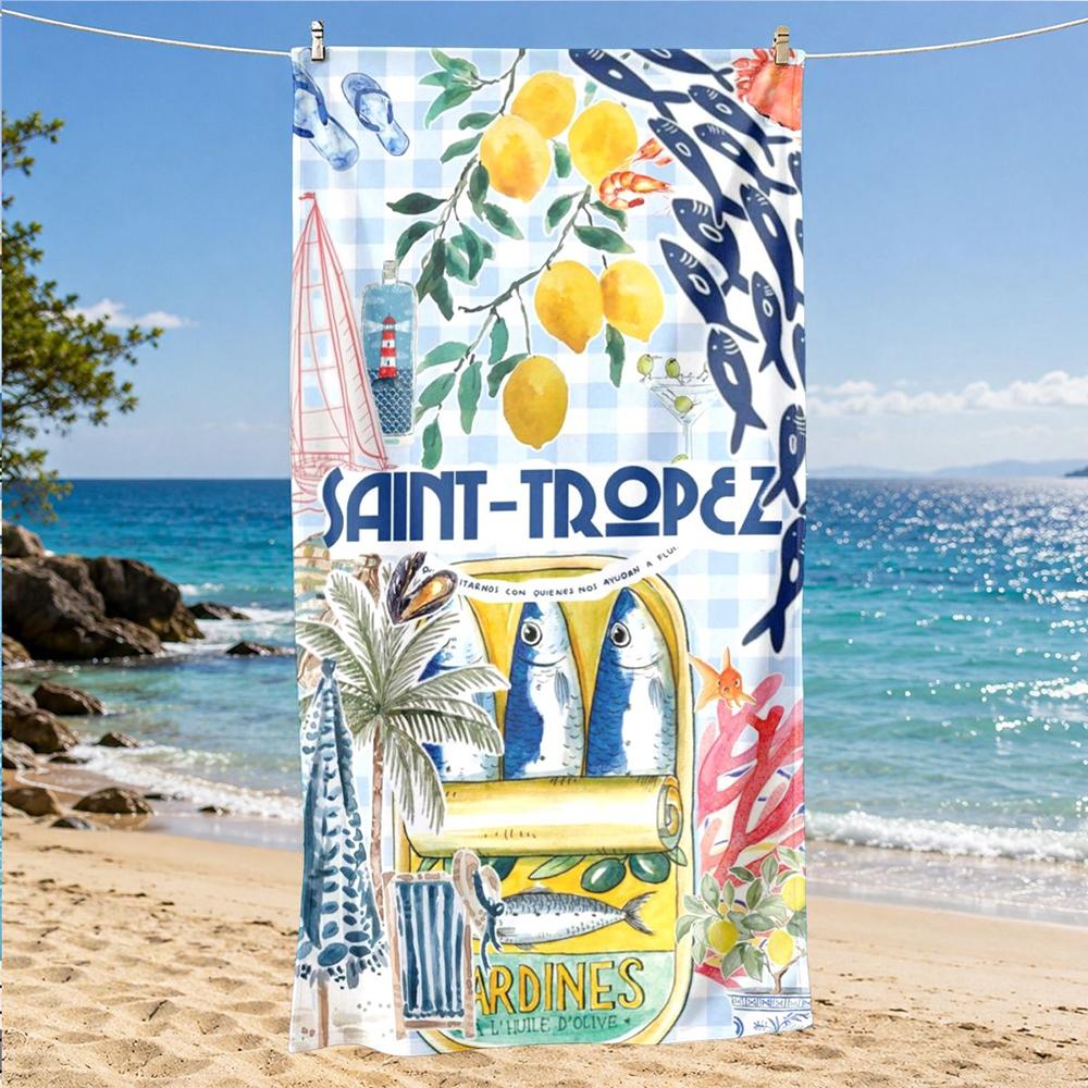 1pc Assorted Summer Themed 2D Flat Beach Towels Perfect choice for beach vacation party gifts