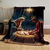 Nativity Scene Under Starry SkyFlannel Blanket for Bedroom, Living Room, Sofa, and Nap