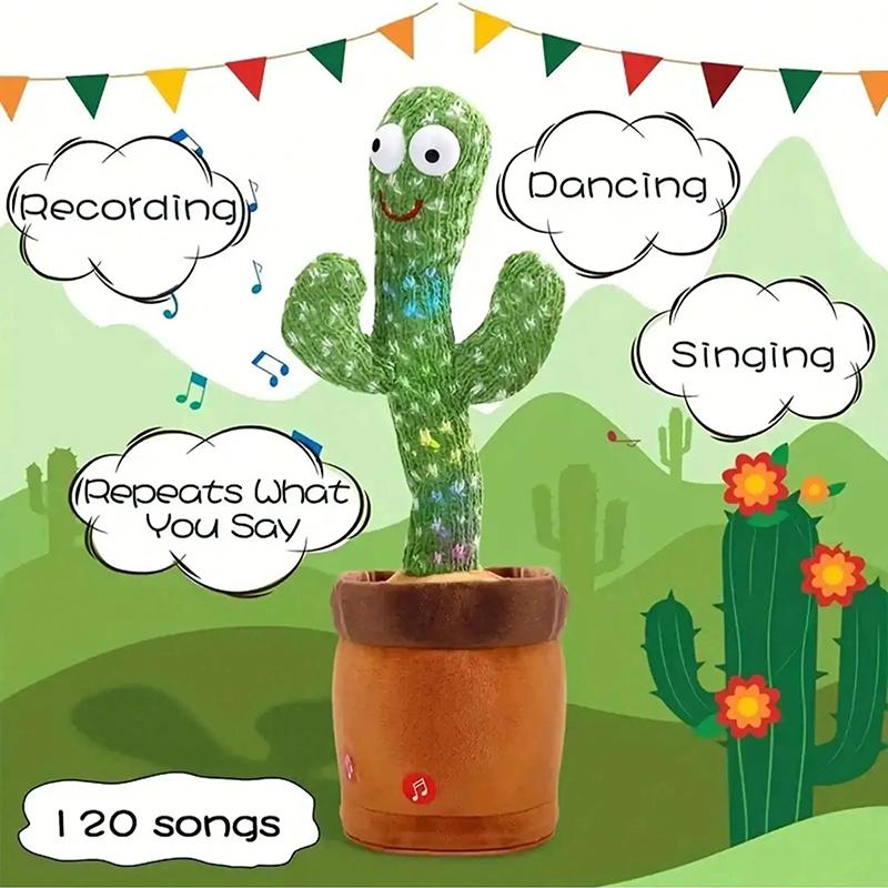 Dancing Talking Cactus Toy Kid Singing Mimicking Repeating Cactus Toy Baby Toddler Boy Girl Gift Recording Voice Interactive Fun