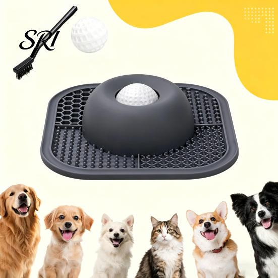 Slow Feeder for Soft Food Dog Bowl with Lick Mat Non-Slip Interactive Anti-spill Rolling Ball Silicone Licking Toy Liquid And Thick Treat Dogs