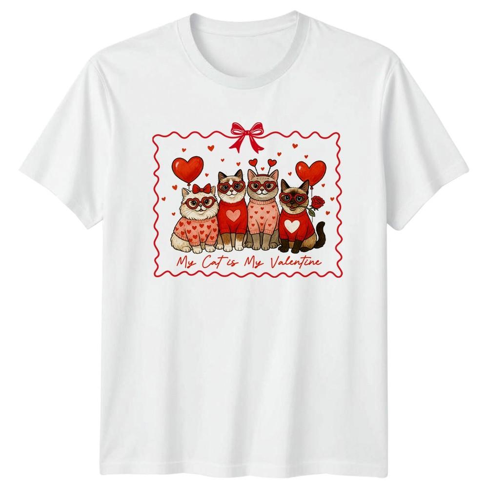 Cats Valentines Day Hearts Unisexs TShirt Unisexs Tee Graphic Unisex Top S