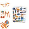 Disfraz de Blippi con tirantes ajustables de color naranja brillante y sombrero