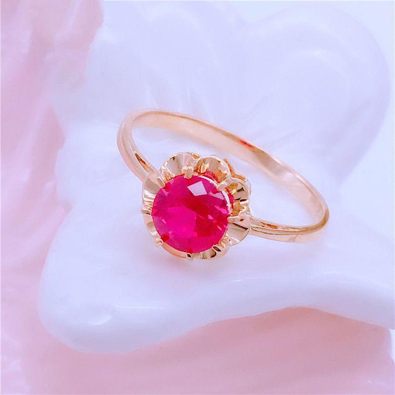 Purple Gold Rose Gold Plated Egg Surface Lace Redstone Ring Exquisite Fashion Foreign Style Ring