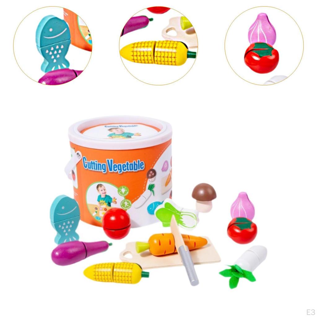 Cutting Fruits and Veggies Toy Kitchen Pretend Food Set Play Accessory for Boy Girl