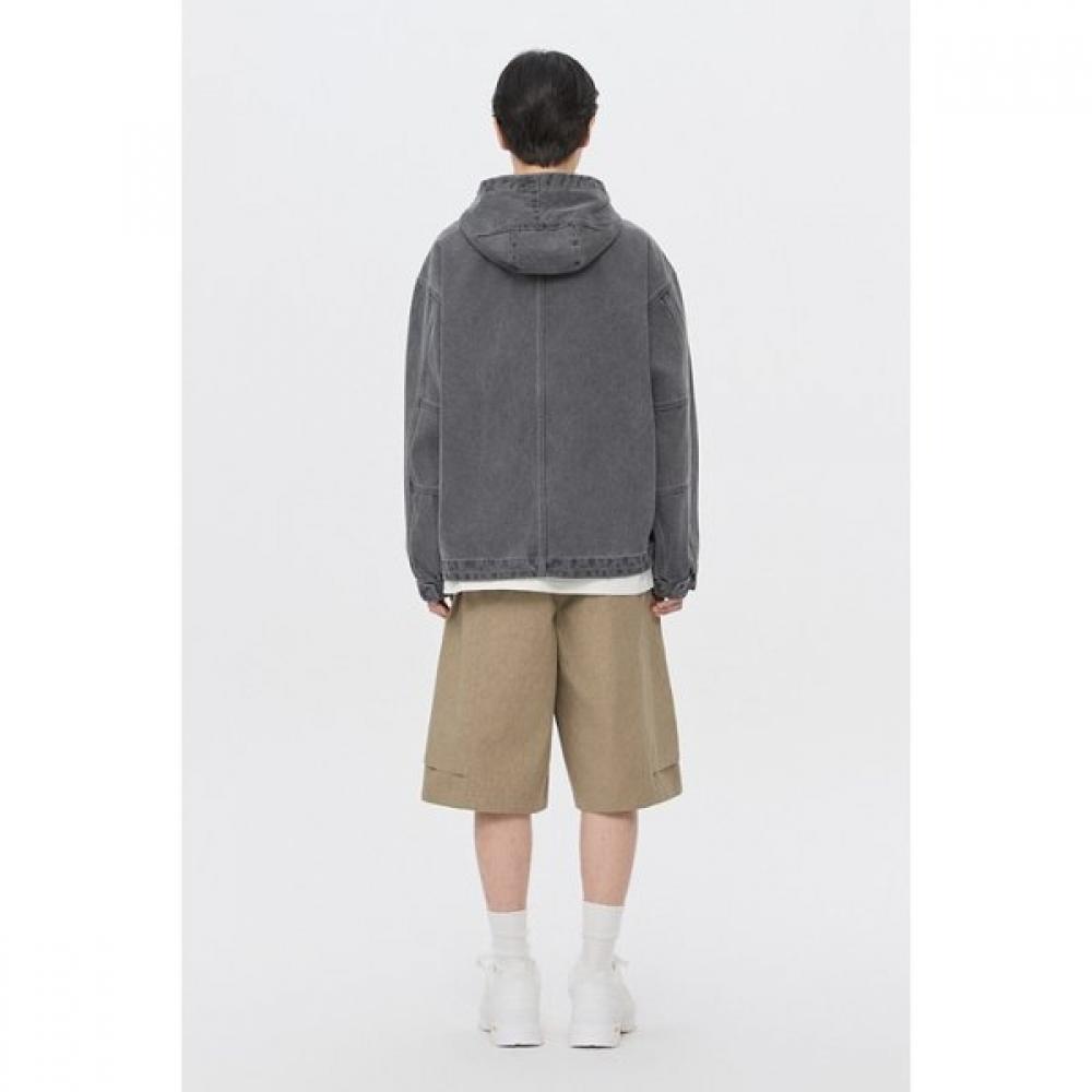 Customellow Gray Denim Hooded Blouson C9uam26381gyd