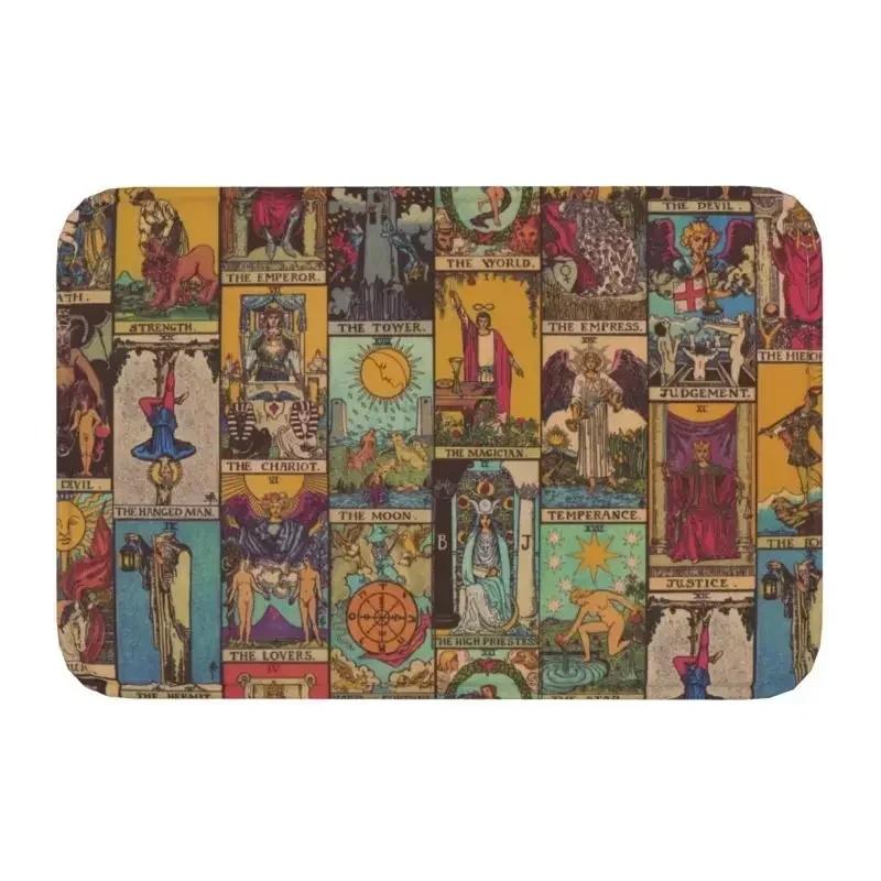 Skull Damask Pattern Doormat Non-Slip Entrance Bathroom Kitchen Door Floor Mat Halloween Witch Goth Occult Toilet Carpet Rug