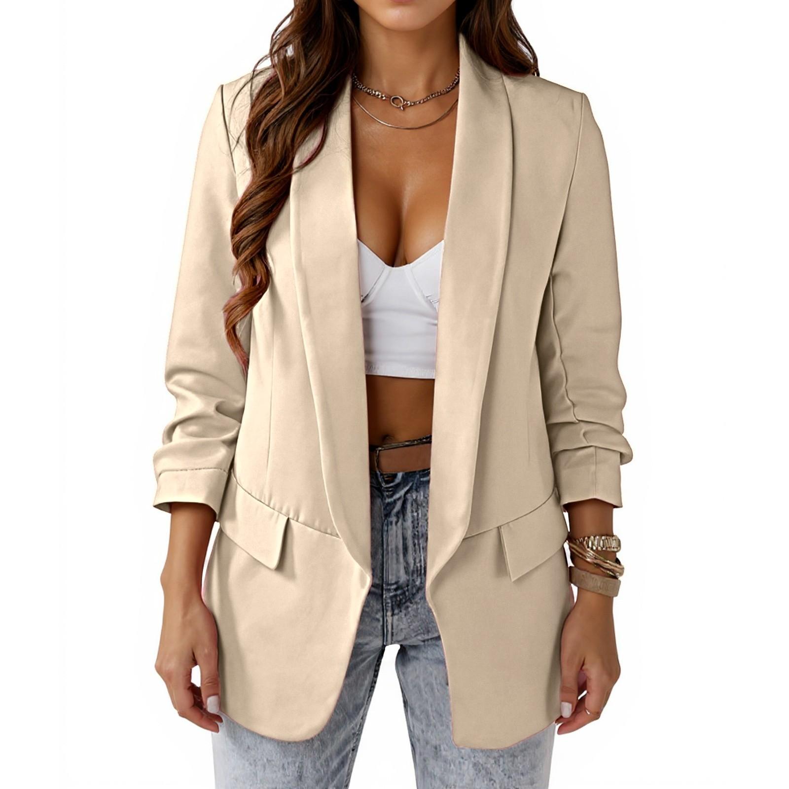 

Women Trench Coat Open Front Cardigan Jacket Coat Shawl Cape Cloak Mantle Plus L бежевий