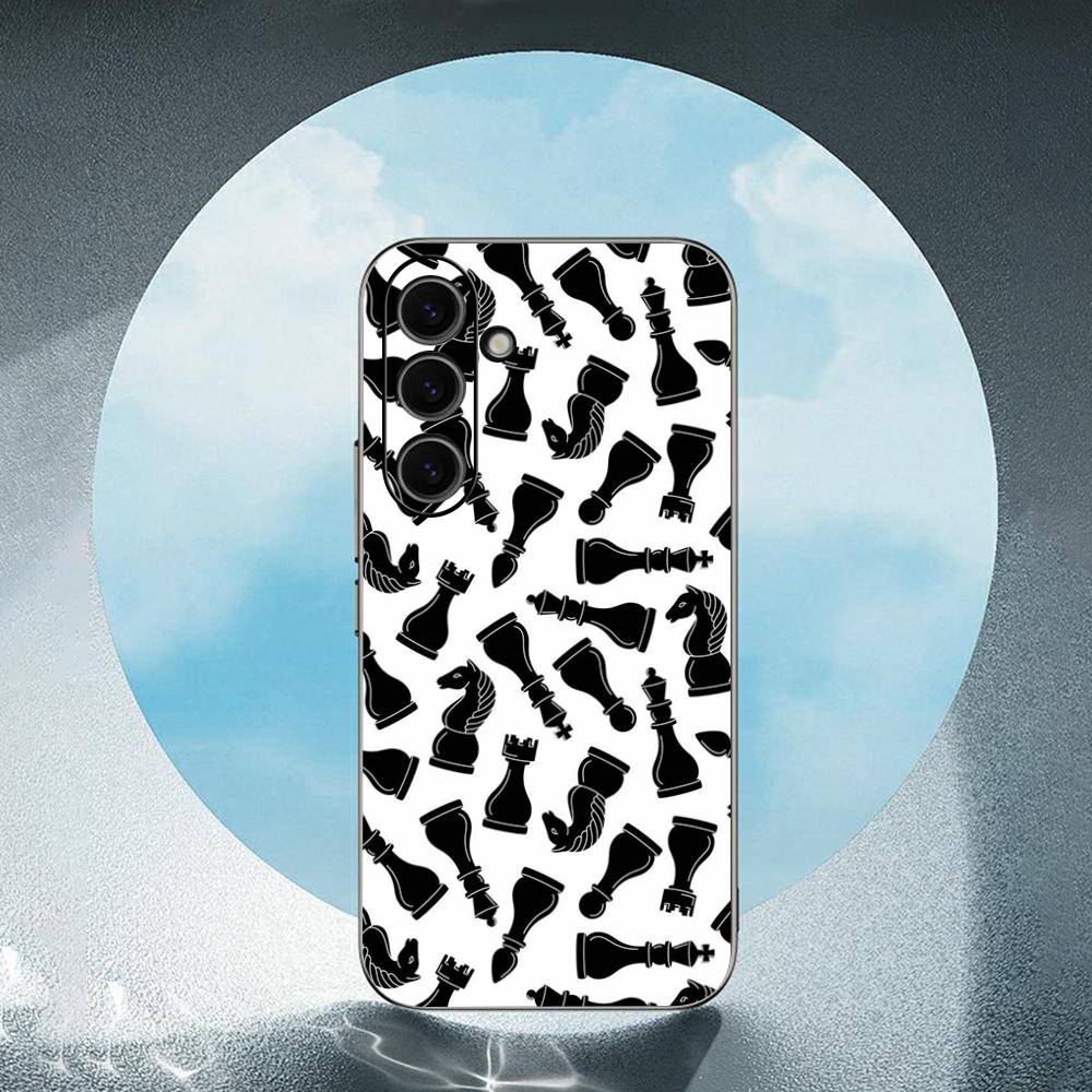 

Chess Fashion Simple Pattern For Samsung Galaxy S25 S24 S23 Ultra S22 S21 Plus S20 Black Soft Silicone Protective Case SamsungS21
