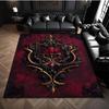 Red Black Gold Baroque Damask Print Carpet Plush Flannel Rug Living Room Bedroom Home Decor Area Rug Non Slip Floor Mat