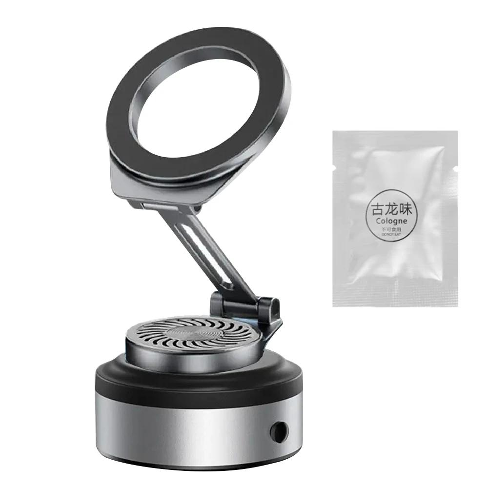 Electric Vacuum Suction Cup Car Phone Holder Magnetic Foldable Stand 360 Degree Rotation Bracket with Aromatherapy For Phones