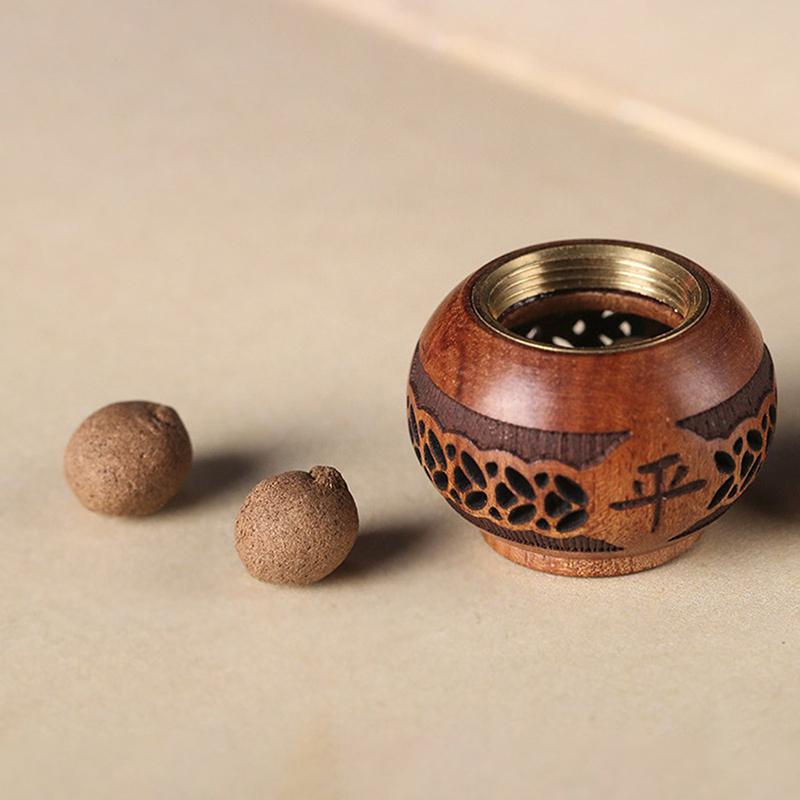 Holz Ausgehöhlt Geschnitzt Aromatherapie Flasche Mini Vase Pagode Auto Hängedekoration Duft Diffusor Flasche Versiegeltes Glas Anhänger