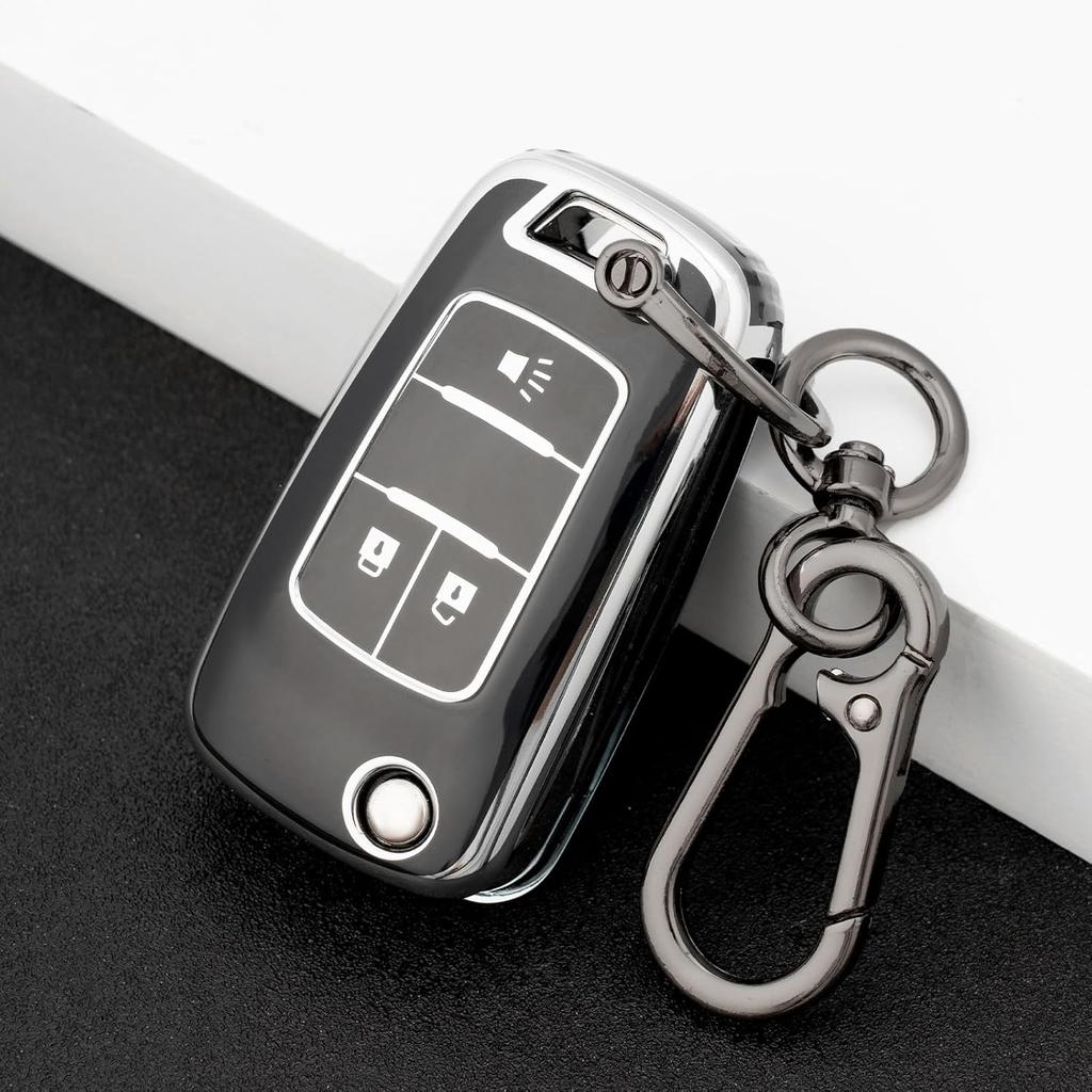 Soft TPU Full Protection Car Key Fob Cover Fits for Chevy Equinox | Precise Fit.Compatible with Chevy Spark Trax Buick Encore GMC Terrain 2010-2020
