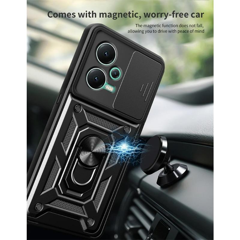 For Xiaomi Redmi Note 12 Pro 5G Case Car Holder Armor Phoen Case For Redmi Note 12 Pro + Plus Slide Camera Protect Back Cover