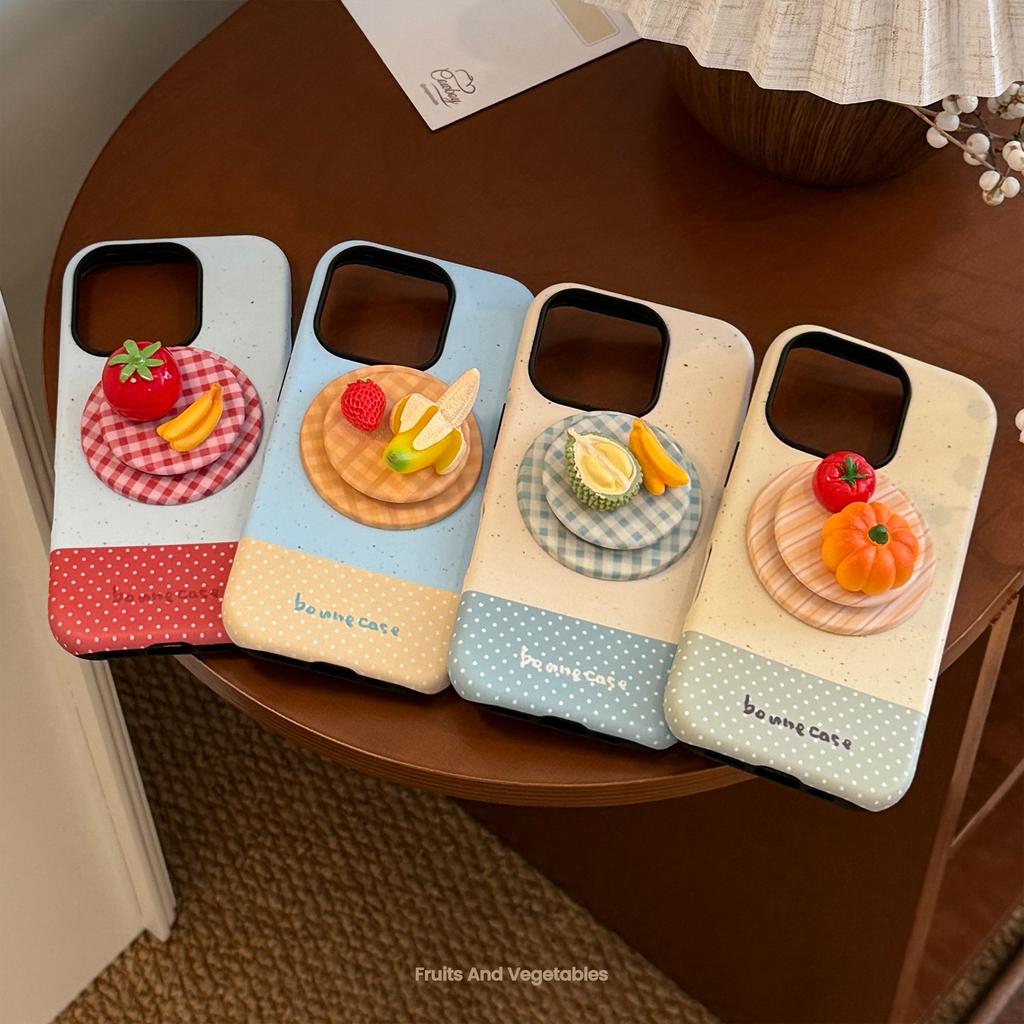 Three-dimensional Fruit Platter for Apple 17 Promax Phone Case for IPhone 16 Magnetic Stand 15 Hard 14 Matte
