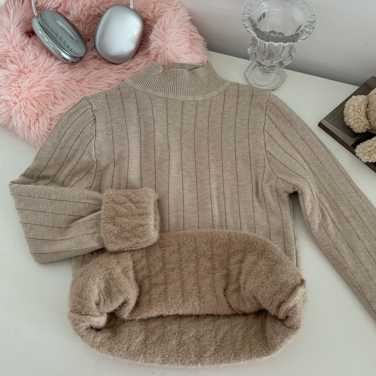 

Зимняя элегантная рубашка из бархата с полувысоким воротом, новая женская утолщенная винтажная узкая блузка, модный трикотажный свитер с длинными рукавами, повседневный топ L кофейный