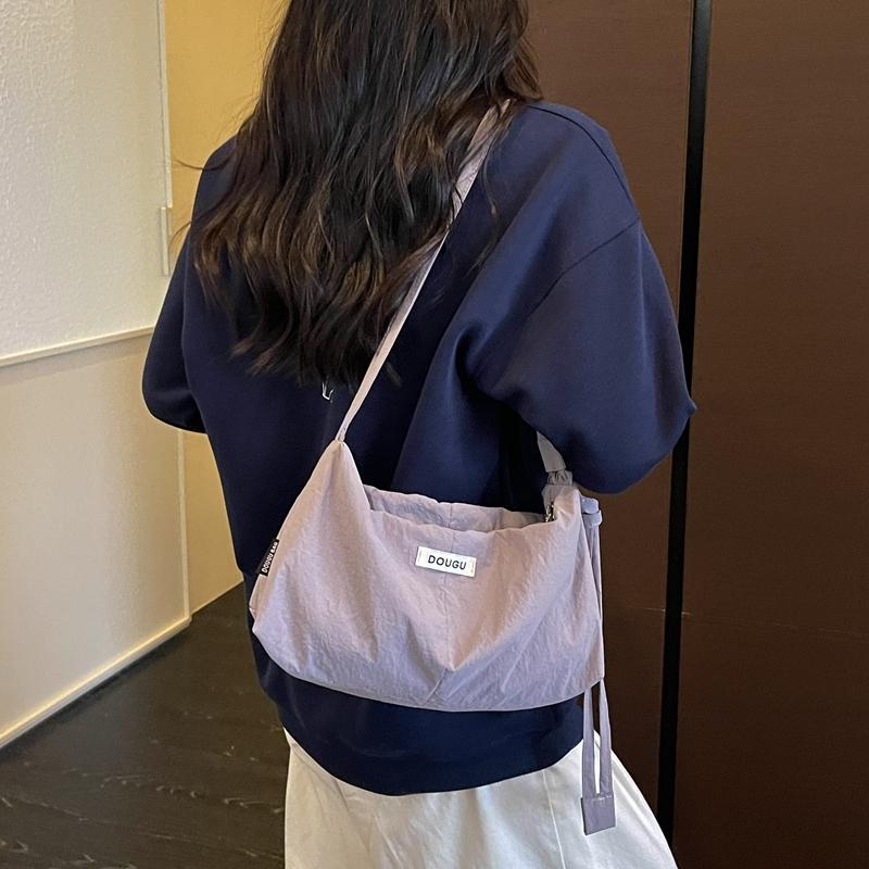 Casual Nylon Hobo Shoulder Bag with Zipper Closure Crossbody Purse for Women Daily Travel