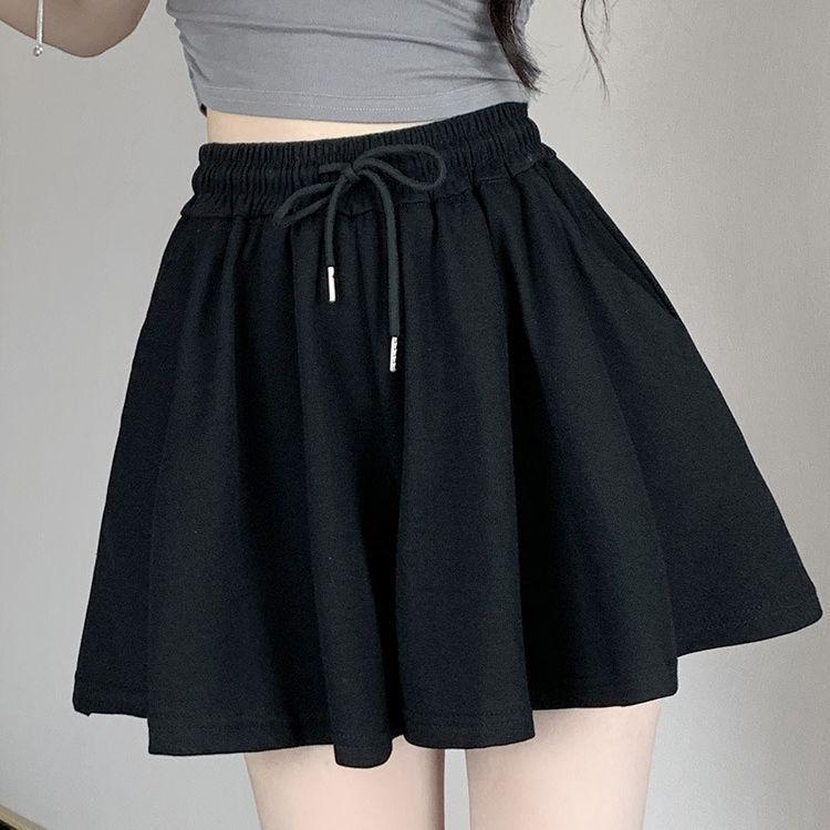 Women's Summer 2025 Gray Ballet-Style High-Waisted A-Line Wide-Leg Loose Casual Shorts