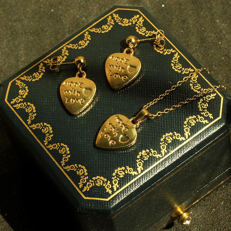 Luxury 14k Gold Jewelry Set: Necklace, Earrings, Non-Fading Clavicle Chain