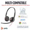 Poly Blackwire 3225 Wired Headset Noise with for Web Conferencing Plantronics Polycom 8G0X1AA (USB-C & 3.5mm Connection, Cancelling, Microphone,