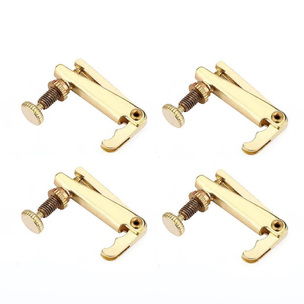 4Pcs Durable Alloy Fine Tuners String Adjusters Replacement Parts for 34 44 Violin(Gold)