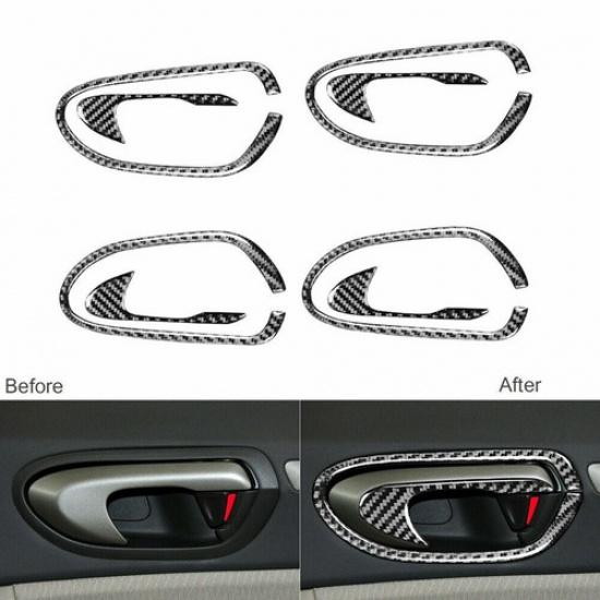 8Pcs For Honda Civic 8th 2006-2011 Carbon Fiber Interior Door Handle Cover Trim