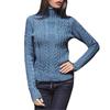 Damen Langarm Pullover mit Stehkragen Strickpullover Tops Bluse
