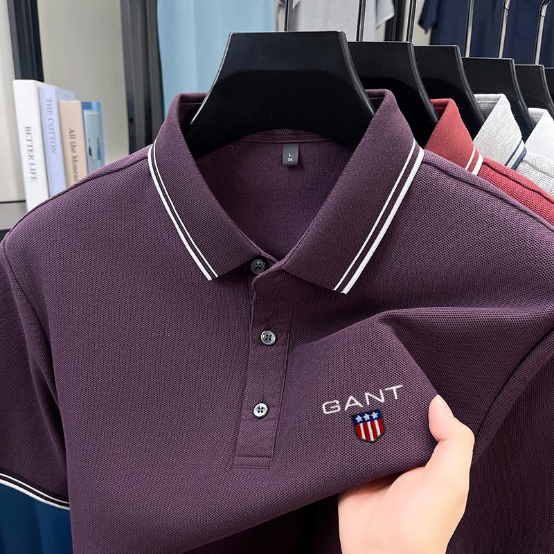 Gant Letní pánská nová vyšívaná volná business casual pohodlná polokošile odvádějící vlhkost z čisté bavlny