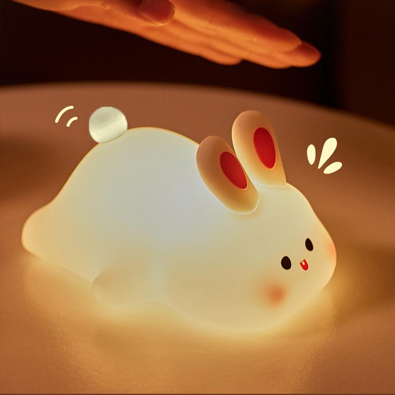 Easter Rabbit Lamp Mini Panda Night Light Cute Bunny Bedside Lamp Cartoon Desktop Ornament  Easter Party Favor Gifts