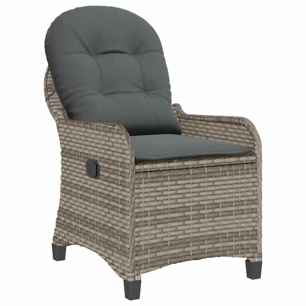 Reclining Chair with Cushion Gray 56 X 66 X 95 Cm Poly Rattan