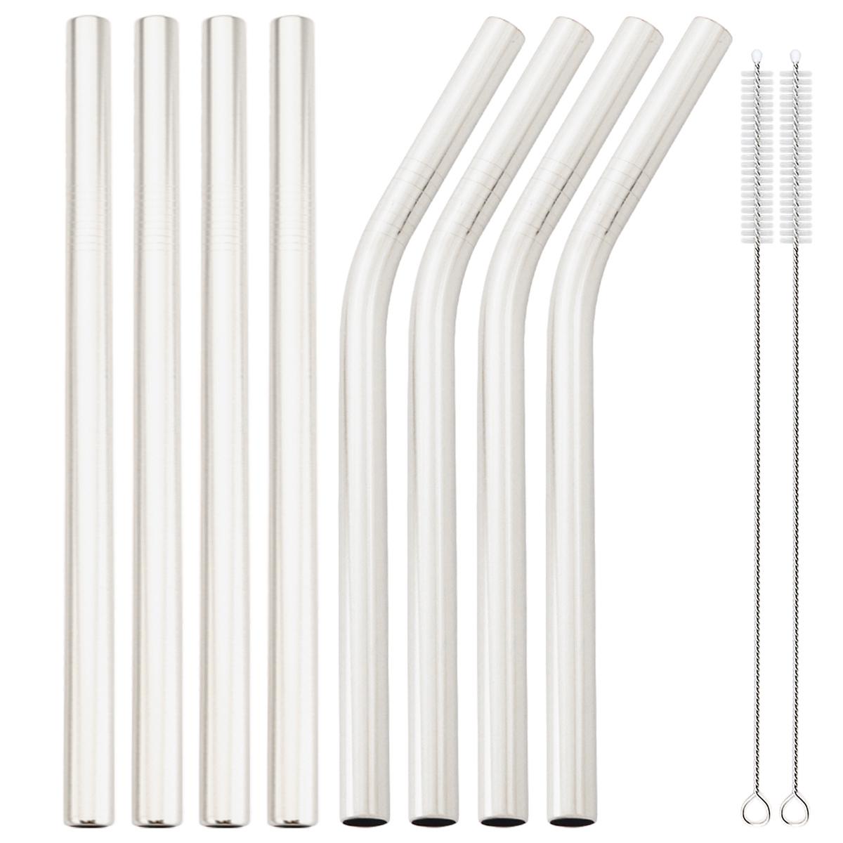 

8 шт. Широкие 12 мм Соломинки из нержавеющей стали для фруктовых соков, молочных коктейлей, коктейлей, соломинки для питья жемчужного молочного чая, набор, аксессуары для домашнего бара серебряный