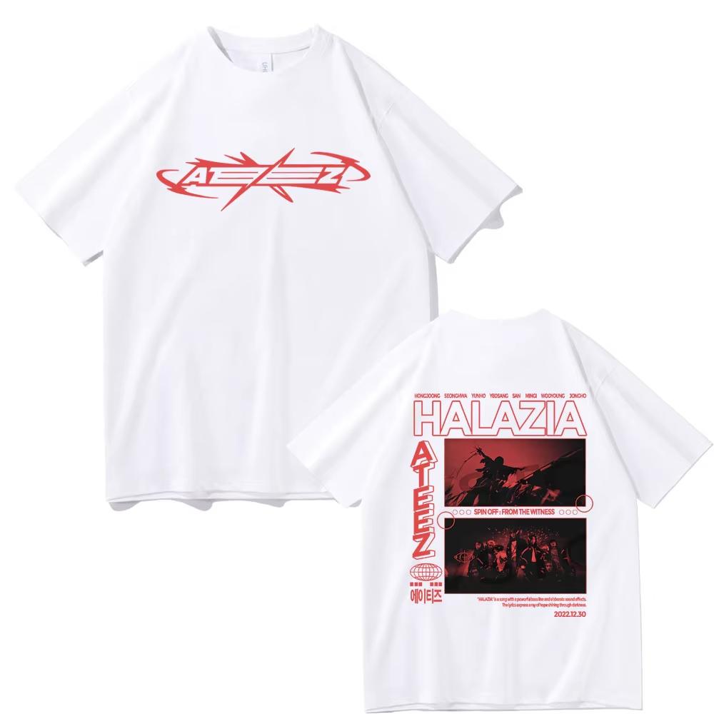 Ateez Band Double Sided Print Tshirts Male Casual Oversized Tshirt Men Women Korean Fashion Trend Tshirts Streetwear Fans Gift